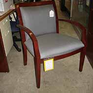 Deskmakers 230 Series Guest Chair (Grey Fabric/Mahogany Wood Frame)