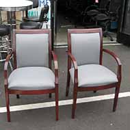 Deskmakers Guest Chair (Grey Fabric/Mahogany Wood Frame)