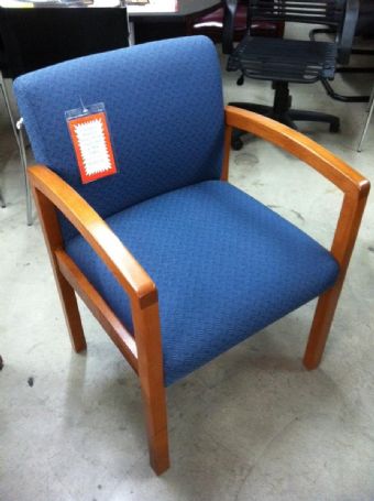 Faustino's Guest Chair (Blue Fabric/Cherry Wood Frame)