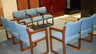 Gang Seating (Light Blue Fabric/Cherry Wood Frame)