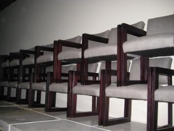 Faustino's Guest Chair (Gray Fabric/Mahogany Wood Frame)