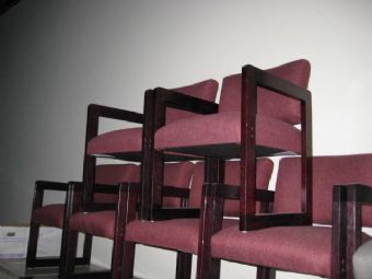 Faustino's Guest Chair (Burgundy Fabric/Mahogany Wood Frame)