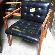 Leather and Wood Four Leg Guest Chair