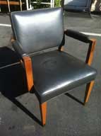 Wood Guest Chair with Black Leather