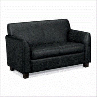 HON Basyx Leather Loveseat (Black)