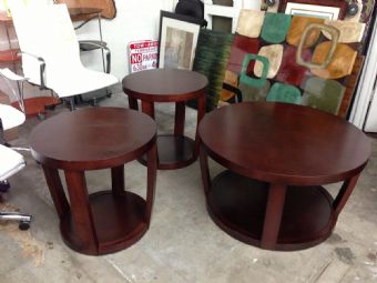 7037  Coaster Round Coffee & End Table Set (Cappuccino) 