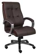 Boss B8776 Executive High Back Chair with Pewter Base (Brown)