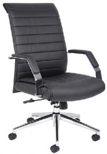 Boss B9441 High Back Executive Ribbed Chair (Black & Chrome)