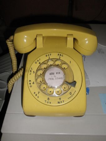 Vintage Yellow Rotary Dial Phone 