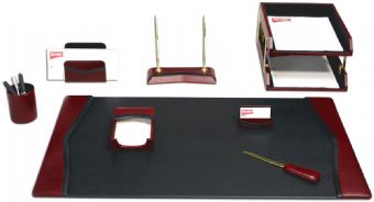 Dacasso 8 Piece Burgundy Leather Desk Set