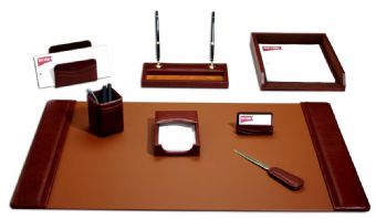 Dacasso 8 Piece Mocha Leather Desk Set 