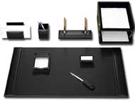 Dacasso 8 Piece Rustic Black Leather Desk Set
