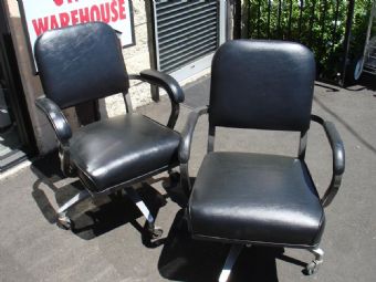 Vintage Swivel Tanker Chair with Metallic Arms and Base 
