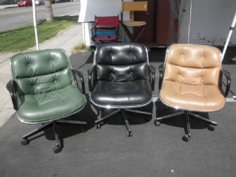 Vintage Knoll Shell Chair (Green, Black & Tan Leather)