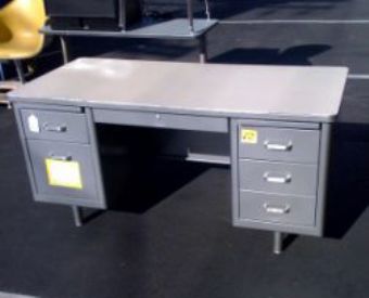Vintage Tanker Desk in Silver with Light Top 