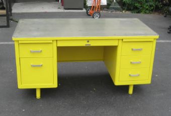 Vintage Tanker Desk in Yellow