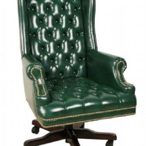 2725 Faustino's Traditional Vinyl Executive High Back Chair (Green/Mahogany)