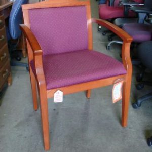 406 Guest Chair (Burgundy Fabric/Cherry Wood Frame)