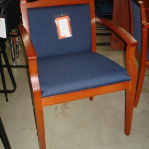 406 Guest Chair (Navy Blue Fabric/Cherry Wood Frame)