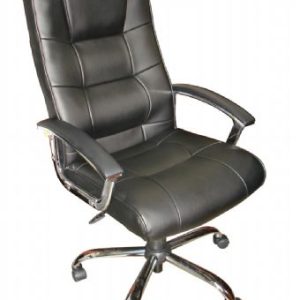 Boss B7501 Executive High Back Chair with Chrome Base and Arms (Black)