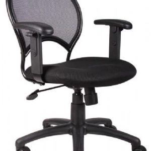 B6206 Boss Mesh Back Chair with Adjustable Arms (Black)