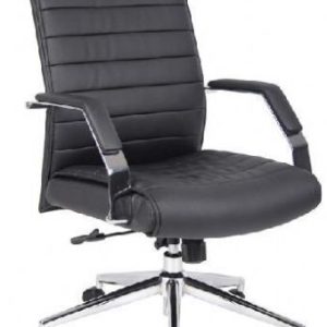 Boss B9441 High Back Executive Ribbed Chair (Black and Chrome)
