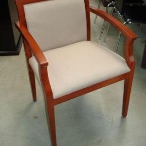 406 Guest Chair (Beige Fabric/Cherry Wood Frame)