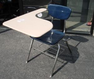 3700BR Virco Tablet Arm Chair Desk with 18 Hard Plastic Seat with 14.5 x 20 x 28 Hard Plastic Top and Bookrack