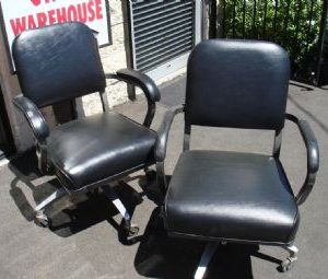 Vintage Swivel Tanker Chair with Metallic Arms and Base