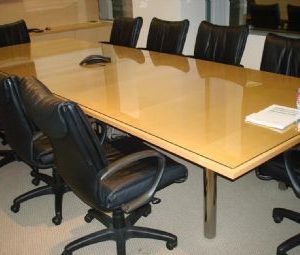 CONFERENCE TABLE 60X168 MAPLE TOP WITH GLASS