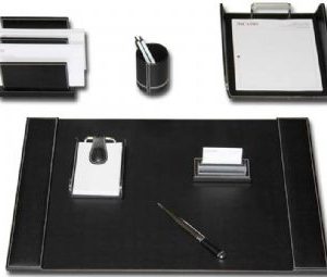 Dacasso Eco-Friendly Black Leather Desk Set D804