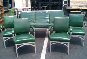 Vintage Tanker Leather Side Chairs (Green)