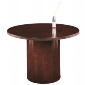 Jade Series 42 Round Wood Veneer Conference Table with Fluted Edge and Cylnder Base (Mahogany)