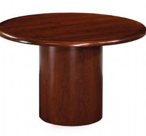 42 Round Conference Table with Full Cylinder Base and Solid Wood Edge (Chestnut)