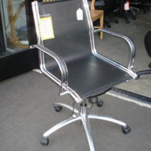 Modern Mid Back Chair (Black/Chrome)