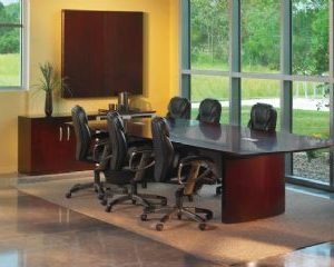 Napoli Series 10ft Wood Veneer Conference Table (Mahogany)