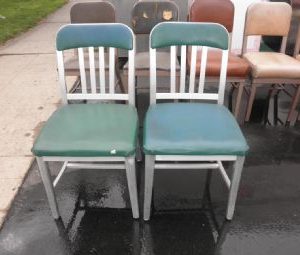 Green and Silver Vintage Tanker Chairs with No Arms