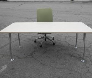 Utility Table Steelcase 30X72 Maple Top Silver Leg