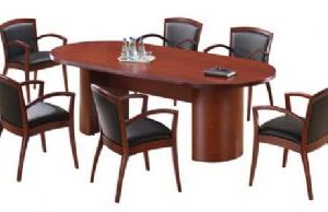 Cherry Racetrack Conference Table with Cherry Guest Chairs