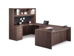 Executive Bow Front U-Shaped Desk (Modern Walnut)