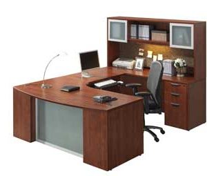 Classic Laminate Series Step-Front U-Station (Cherry)