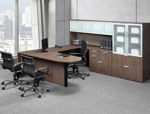 Classic Laminate Series Executive Bullet Shape U-Unit (Modern Walnut)