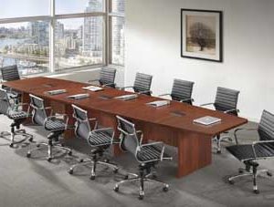 PL240RT 20'x4' Expand-Table Expandable Boat Shaped Conference Table (Cherry)