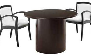 44 Round Wood Veneer Conference Table with Cylinder Base (Espresso)