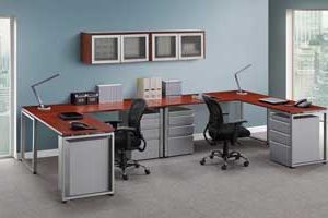 Elements Dual L-Stations with Grey Metal Pedestals (Cherry)