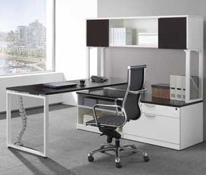 Elements L-Station with Hutch (Espresso and White)