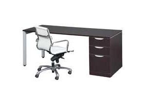 Elements Station with Single Pedestal (Espresso) and U-Shape Leg (White)