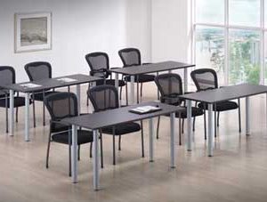 EZ-Linx Conference and Seminar Tables (Espresso Top/Titanium Base)