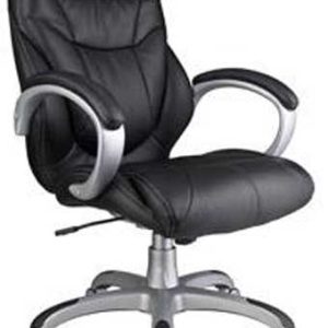 10211 Montana Series High-Back Executive Chair (Black Leathertek/Silver Frame)