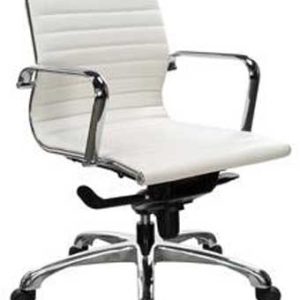 10821 Nova Series Mid-Back Executive Chair (White Leathertek/Chrome Frame)
